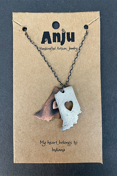 Indiana Shaped Necklace with a Heart, from Anju