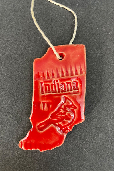 Pottery Indiana-Shaped Ornament in Red or Blue from ArtMix