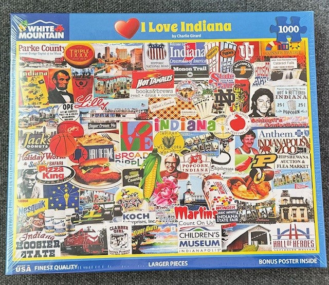I Love Indiana 1000 Piece Puzzle from White Mountain Puzzles