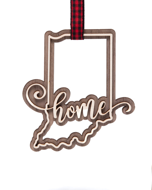 Indiana Home Wooden Ornament