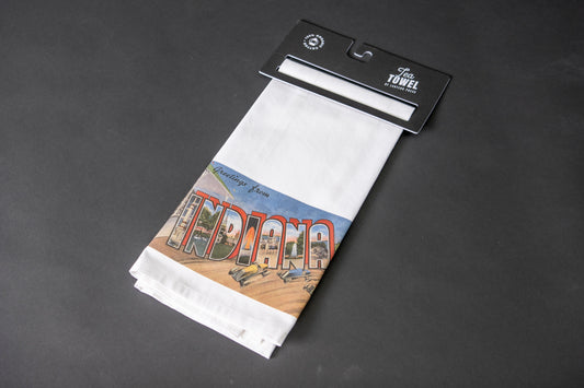 Greetings from Indiana Tea Towel by Lantern Press