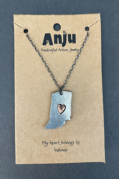 Indiana Shaped Necklace with a Heart, from Anju