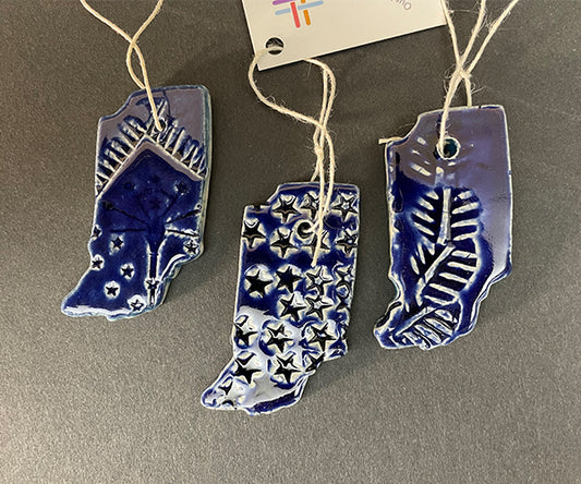 Pottery Indiana-Shaped Ornament in Red or Blue from ArtMix