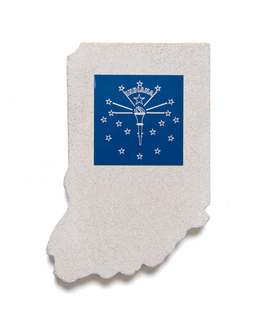 Indiana Limestone Paperweight with Blue State Flag Plaque