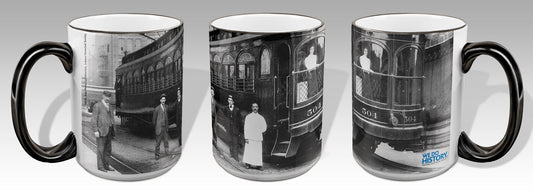 Mug Parlor Car No. 504 and Staff with We Do History Logo