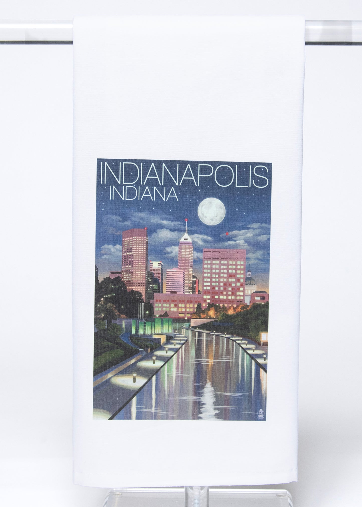 Indianapolis at Night Tea Towel from Lantern Press