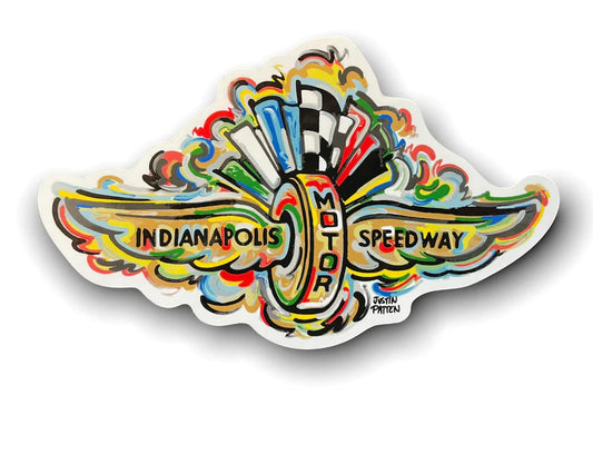 Indianapolis Motor Speedway Wing and Wheel Vinyl Sticker by Justin Patten, Storm Striker