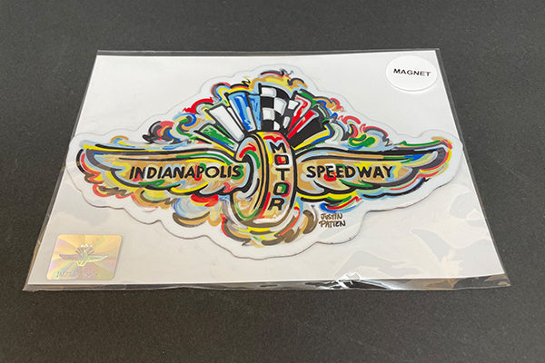 Indianapolis Motor Speedway Wing & Wheel Large Magnet by Justin Patten