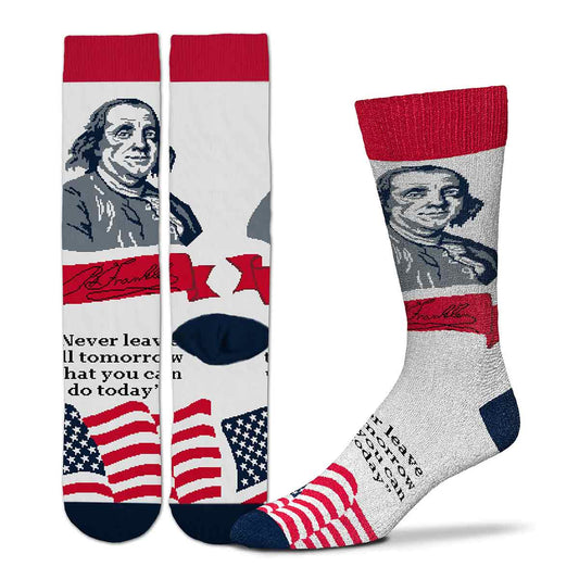 Ben Franklin Patriotic Selfie Socks