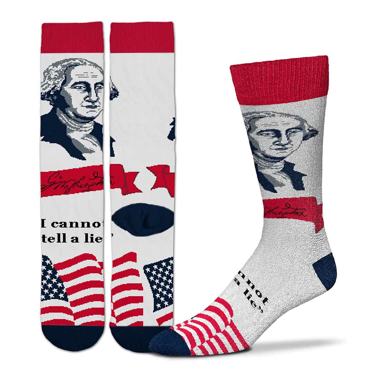 George Washington Patriotic Selfie Socks from For Bare Feet