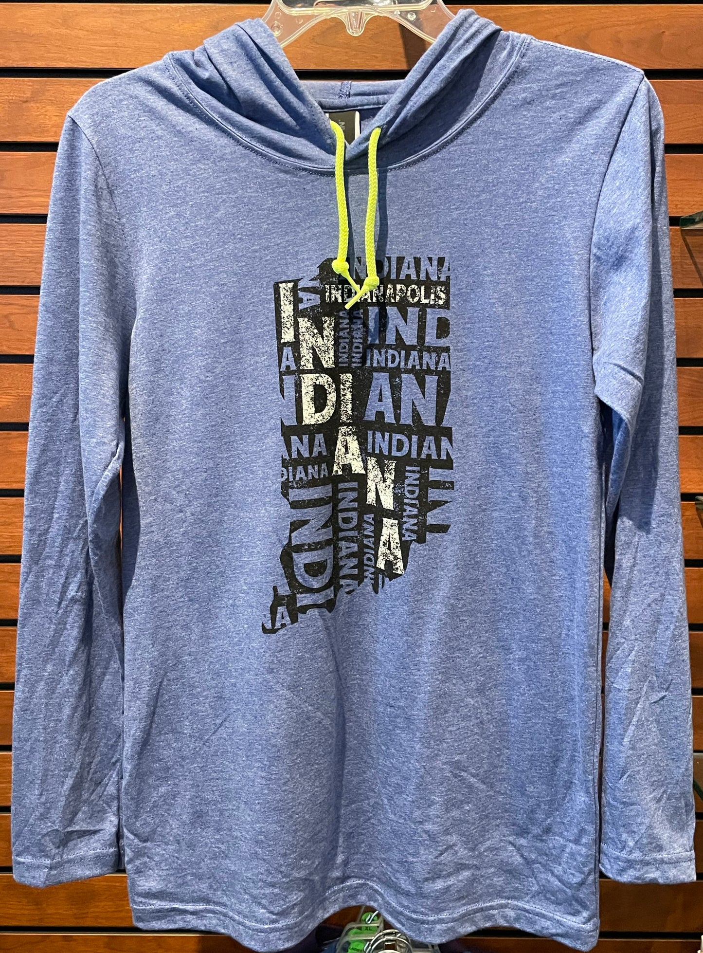 Long-Sleeved Indiana Blue or Green Hooded T-Shirt