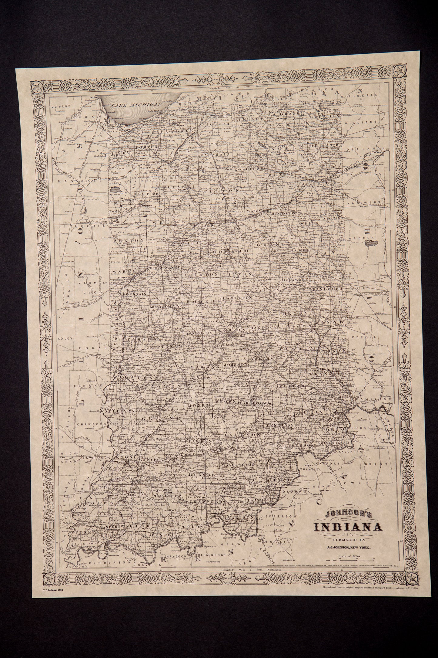 1864 Indiana Map 18 x 24