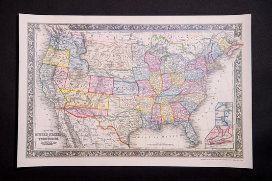 1862 USA Color Map 15 x 23
