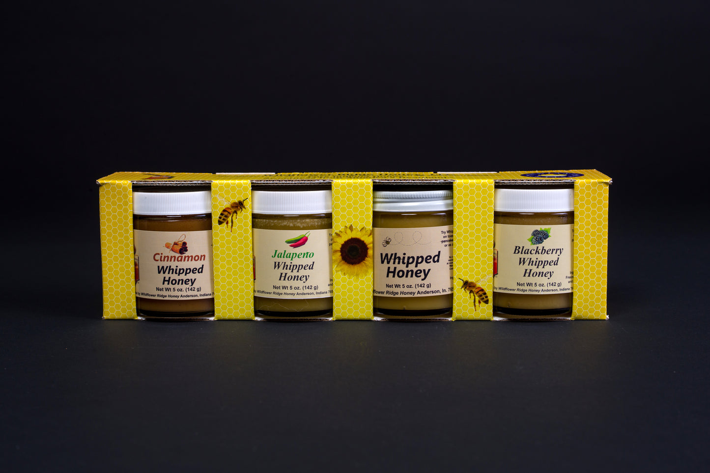 4 Pack, 5 oz. Jars of Whipped Honey, Asst. Flavors