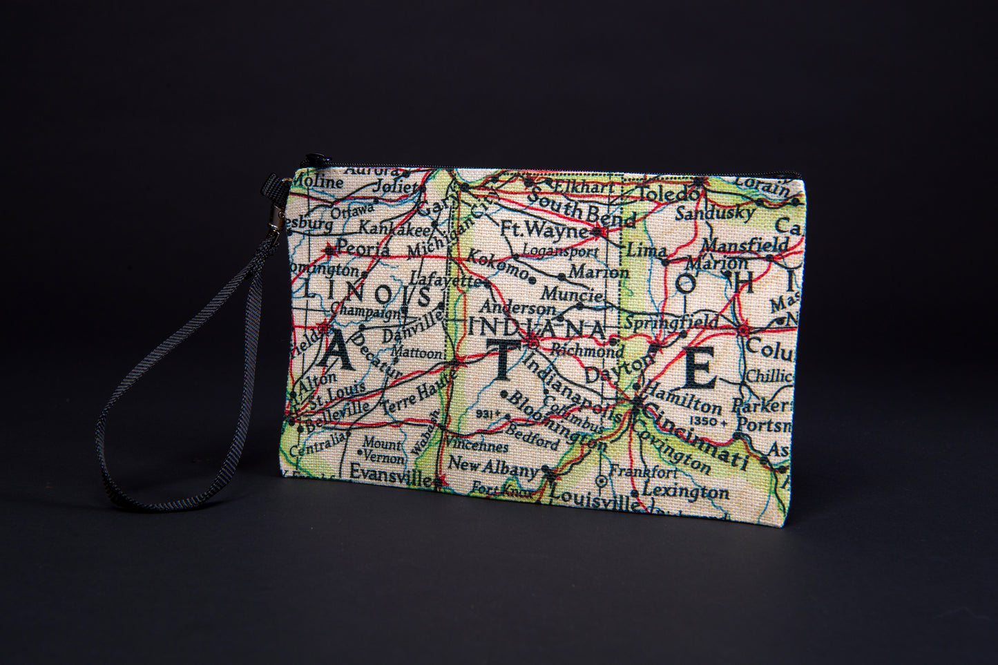 Indiana Vintage Map Wristlet by Daisy Mae Designs