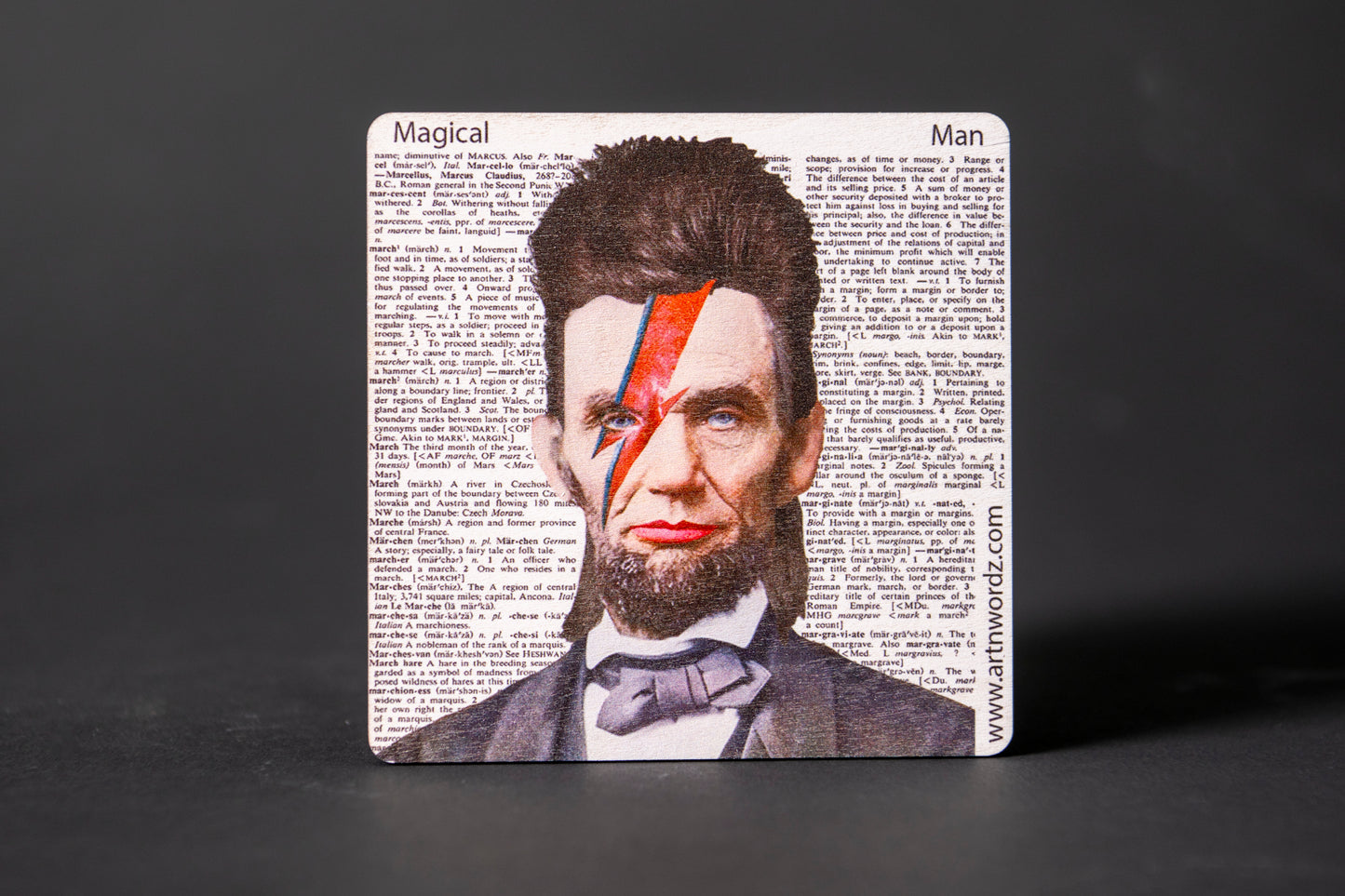 Ziggy Lincoln Wooden Coaster by Artnwordz