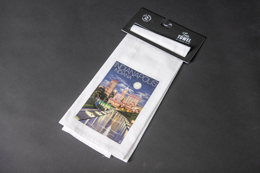Indianapolis at Night Tea Towel from Lantern Press